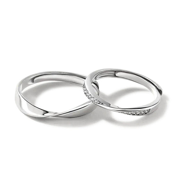 Couple Mobius Ring 925 Sterling Silver Geometric Electroplated Jewelry