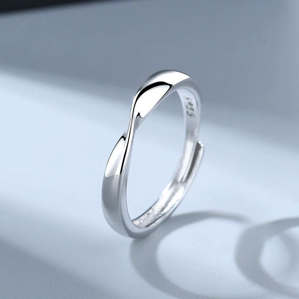 Couple Mobius Ring Sterling Silver Geometric Electroplating Style
