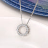Couple Necklace Copper Mixed Gem Inlay Zircon Geometric Round Pendant Box Chain Elegant Style