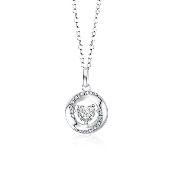 Couple Necklace S925 Sterling Silver Moissanite Heartshaped Pendant With Cross Chain