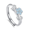 Couple Open Ring S925 Sterling Silver Flower Pattern Electroplating Minimalist Style
