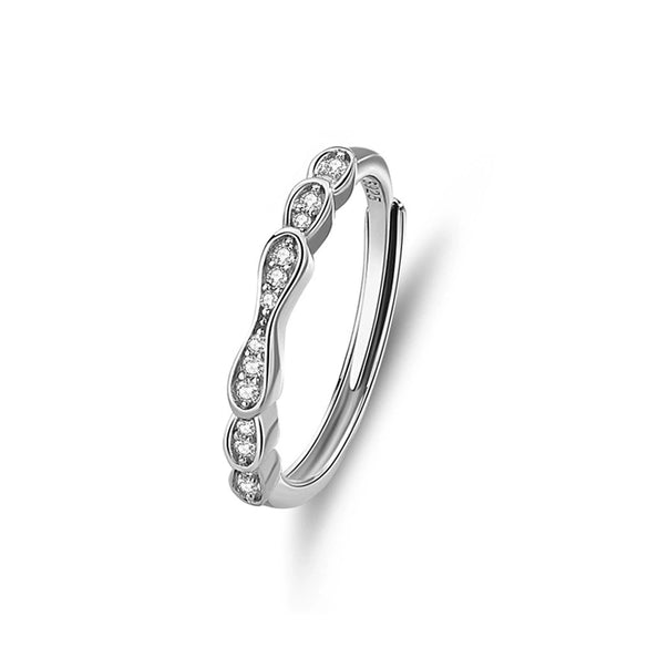 Couple Opening Ring 925 Sterling Silver Bow Geometric Diamond Design