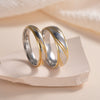 Couple Pair Ring Stainless Steel Wave Pattern Electroplating Style