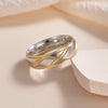 Couple Pair Ring Stainless Steel Wave Pattern Electroplating Style