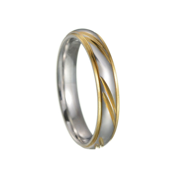 Couple Pair Ring Stainless Steel Wave Pattern Electroplating Style