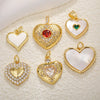 Couple Pendant Copper Plated 18K Gold Heart Shaped Inlaid Zircon White Shell Peach Shaped Diy Accessories With Small Fragrance
