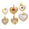Couple Pendant Copper Plated 18K Gold Heart Shaped Inlaid Zircon White Shell Peach Shaped Diy Accessories With Small Fragrance