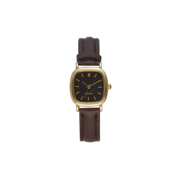 Couple Quartz Belt Watch Alloy Case Imitation Leather Strap Square Dial