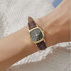 Couple Quartz Belt Watch Alloy Case Imitation Leather Strap Square Dial