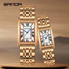 Couple Quartz Watch Square Alloy Alloy Case Steel Band Business Style Waterproof