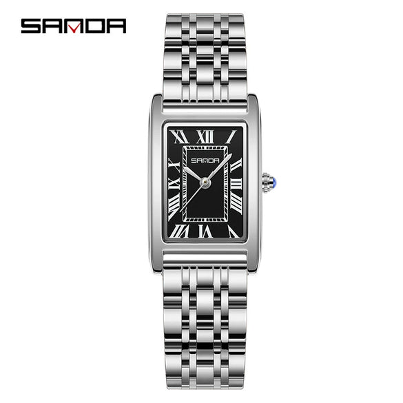 Couple Quartz Watch Square Alloy Alloy Case Steel Band Business Style Waterproof