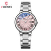Couple Quartz Watch Stainless Steel Belt Round Dial Mineral Reinforced Glass Mirror Waterproof Luminous Leisure Style
