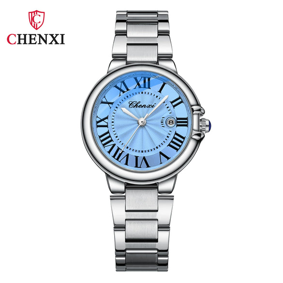 Couple Quartz Watch Stainless Steel Belt Round Dial Mineral Reinforced Glass Mirror Waterproof Luminous Leisure Style