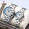 Couple Quartz Watch Stainless Steel Belt Round Dial Mineral Reinforced Glass Mirror Waterproof Luminous Leisure Style