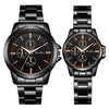 Couple Quartz Watches Alloy Case Fine Steel Strap Stainless Steel Buckle Round Dial Business Style