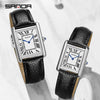 Couple Quartz Watches Square Zinc Alloy Case Mineral Tempered Glass Mirror Stainless Steel Buckle Casual Style Waterproof