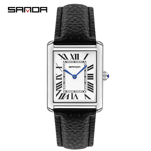 Couple Quartz Watches Square Zinc Alloy Case Mineral Tempered Glass Mirror Stainless Steel Buckle Casual Style Waterproof