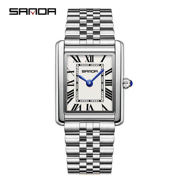 Couple Quartz Watches Square Zinc Alloy Case Mineral Tempered Glass Mirror Stainless Steel Buckle Casual Style Waterproof