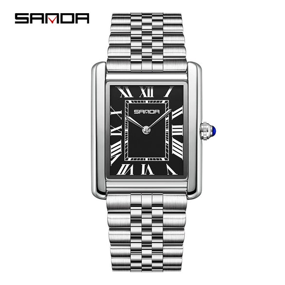 Couple Quartz Watches Square Zinc Alloy Case Mineral Tempered Glass Mirror Stainless Steel Buckle Casual Style Waterproof