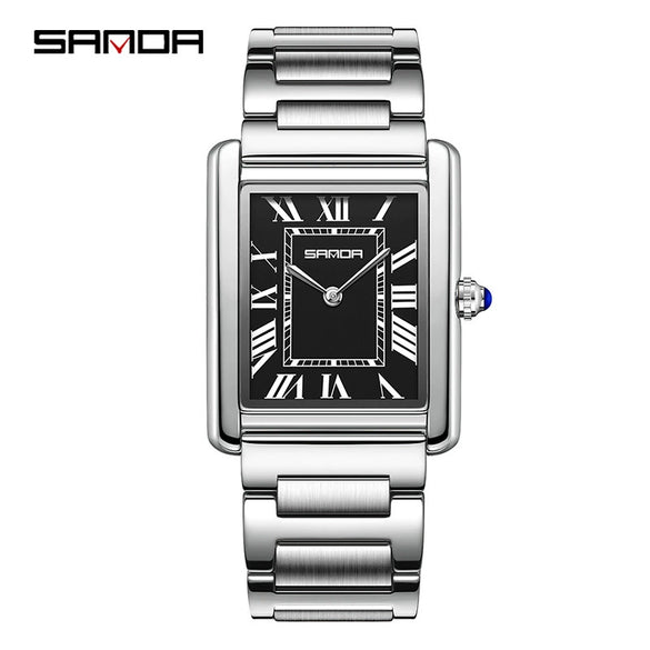 Couple Quartz Watches Square Zinc Alloy Case Mineral Tempered Glass Mirror Stainless Steel Buckle Casual Style Waterproof