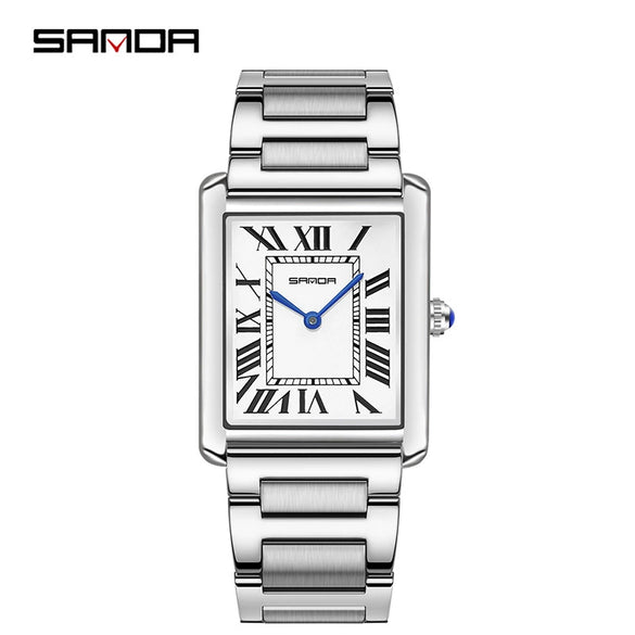 Couple Quartz Watches Square Zinc Alloy Case Mineral Tempered Glass Mirror Stainless Steel Buckle Casual Style Waterproof