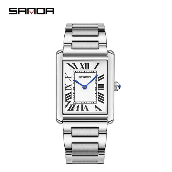 Couple Quartz Watches Square Zinc Alloy Case Mineral Tempered Glass Mirror Stainless Steel Buckle Casual Style Waterproof