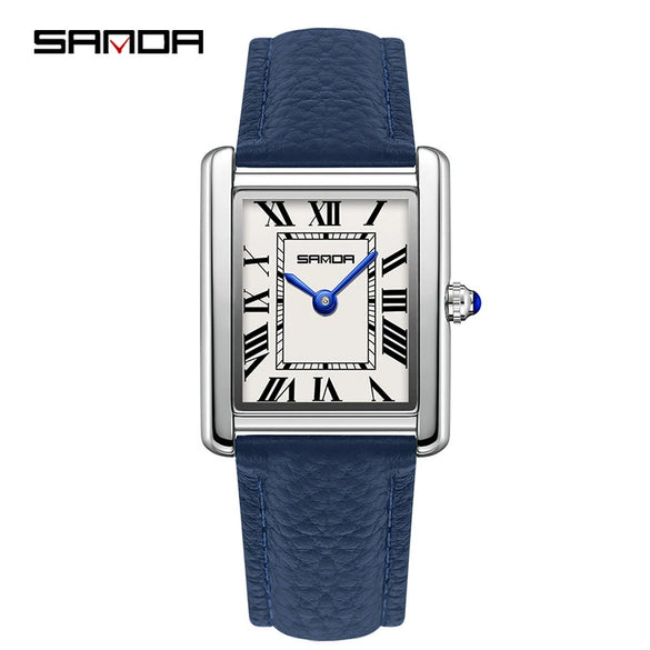 Couple Quartz Watches Square Zinc Alloy Case Mineral Tempered Glass Mirror Stainless Steel Buckle Casual Style Waterproof