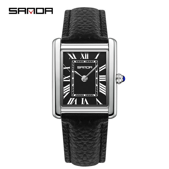 Couple Quartz Watches Square Zinc Alloy Case Mineral Tempered Glass Mirror Stainless Steel Buckle Casual Style Waterproof