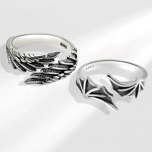 Couple Ring Angel And Devil Wings Retro Style Copper Electroplated