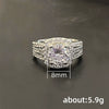 Couple Ring Copper Geometric Inlaid Zircon Design