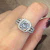 Couple Ring Copper Geometric Inlaid Zircon Design