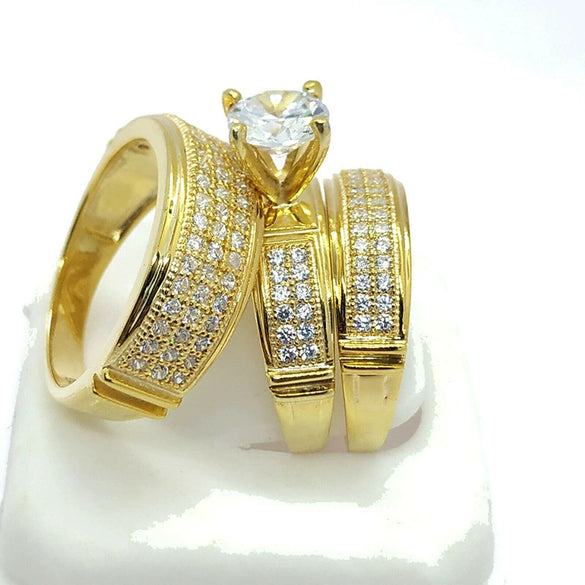 Couple Ring Copper Zircon Geometric Style