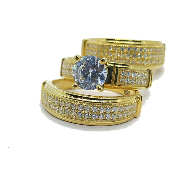 Couple Ring Copper Zircon Geometric Style