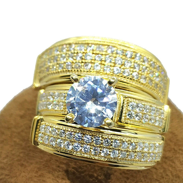 Couple Ring Copper Zircon Geometric Style