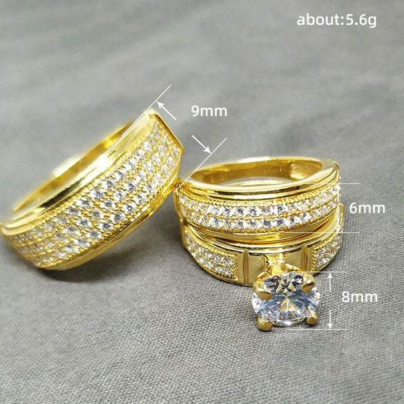 Couple Ring Copper Zircon Geometric Style