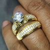 Couple Ring Copper Zircon Geometric Style