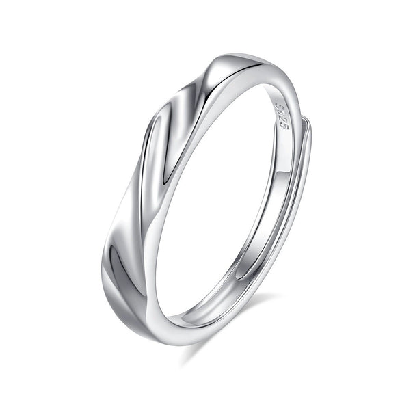 Couple Ring S925 Silver Heart Bow Open Ring Jewelry With Electroplating