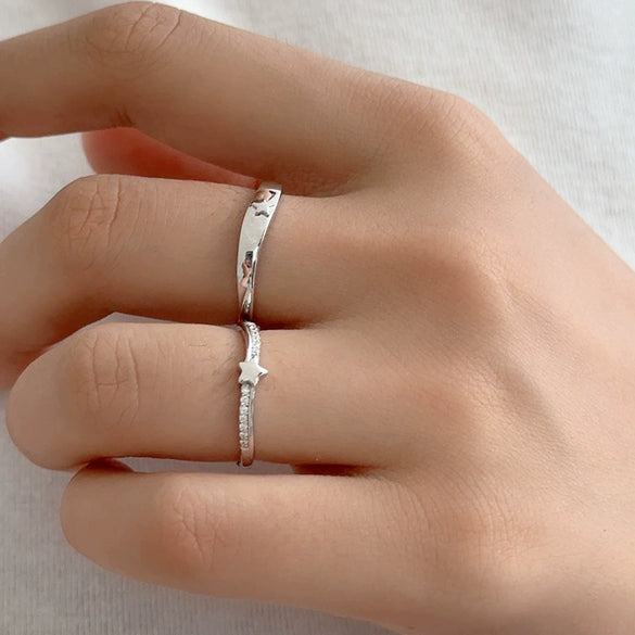 Couple Ring S925 Silver Star Design Diamond Styling Wholesale