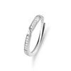 Couple Ring S925 Silver Twin Knot Diamond Geometric Style Open Interwoven