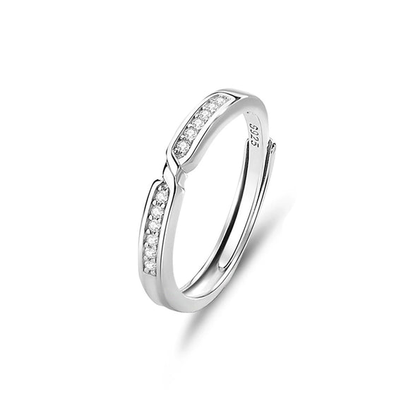 Couple Ring S925 Silver Twin Knot Diamond Geometric Style Open Interwoven