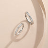 Couple Ring S925 Silver Twin Knot Diamond Geometric Style Open Interwoven
