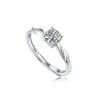 Couple Ring 925 Silver Geometric Moissanite Inlay Sweet Minimalist Style