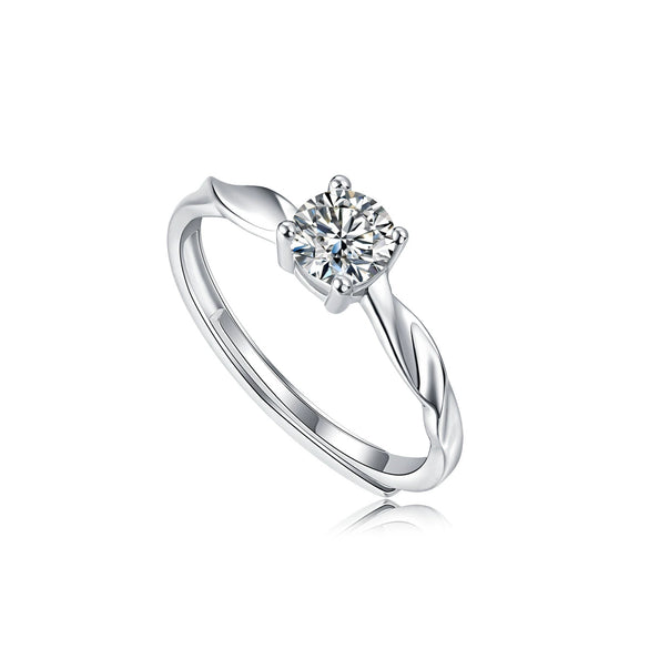 Couple Ring 925 Silver Geometric Moissanite Inlay Sweet Minimalist Style