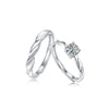 Couple Ring 925 Silver Geometric Moissanite Inlay Sweet Minimalist Style