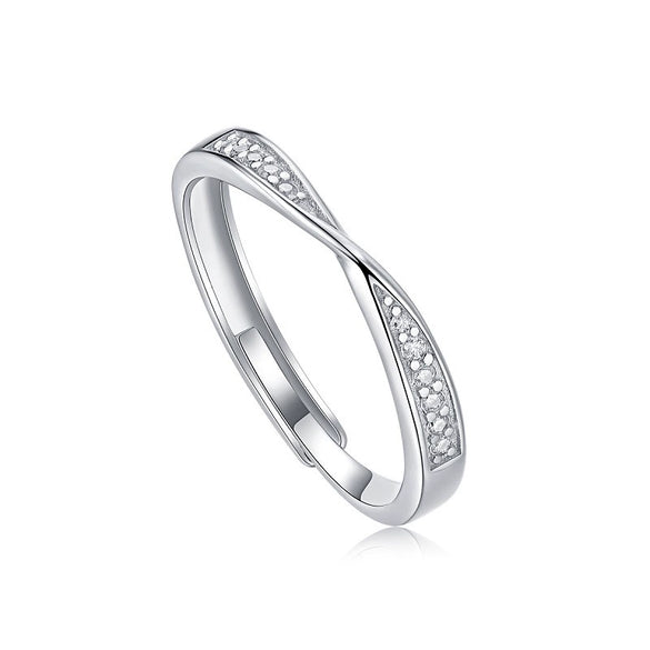 Couple Ring 925 Silver Geometric Moissanite Inlay Sweet Minimalist Style