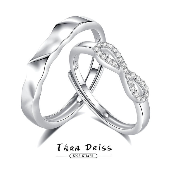 Couple Ring 925 Silver Geometric Zircon Design