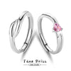 Couple Ring 925 Silver Heart Geometric Diamond Design