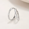 Couple Ring 925 Silver Mobius Twist Geometric Diamond Design