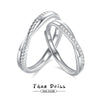 Couple Ring 925 Silver Mobius Twist Geometric Diamond Design