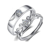 Couple Ring 925 Sterling Silver Angel Wings Geometric Pattern Electroplated Jewelry